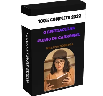 Imagem representando O Espetacular Curso de Carrossel – Millena Nóbrega, focado em ensinar a criação de carrosséis profissionais para redes sociais.