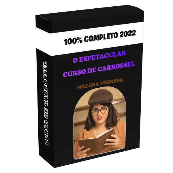 Imagem representando O Espetacular Curso de Carrossel – Millena Nóbrega, focado em ensinar a criação de carrosséis profissionais para redes sociais.