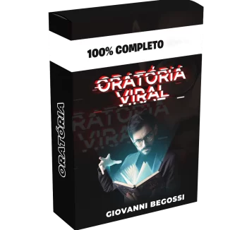 Imagem representando o curso El Professor Oratória Viral – Giovanni Begossi, focado em técnicas de oratória, comunicação persuasiva e influência nas redes sociais.