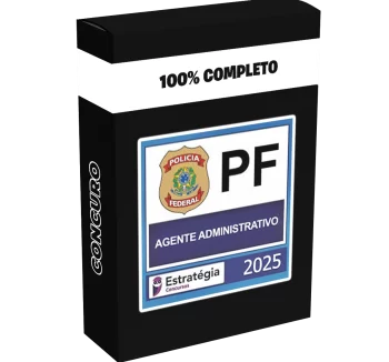 Imagem representando o curso Estratégia Concursos Polícia Federal – Agente Administrativo [2025], focado na preparação completa para o concurso da PF na área administrativa.