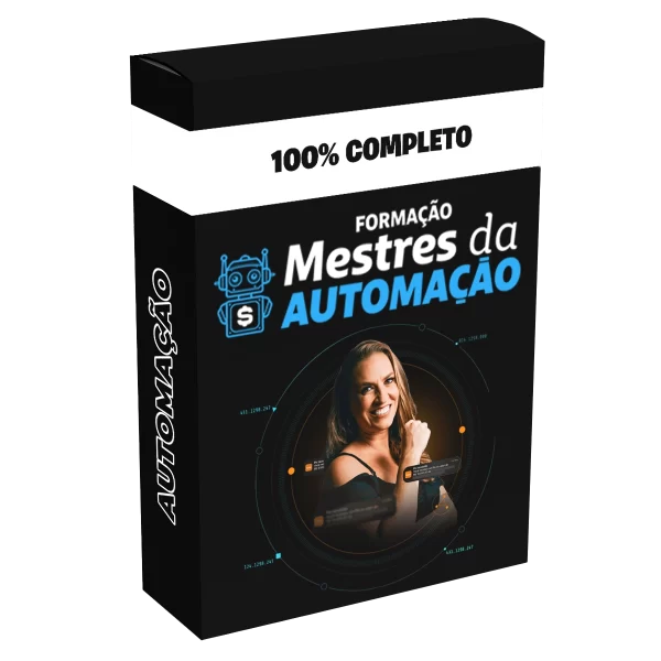 Imagem representando a Formação Mestres da Automação – Luciana Papini, focada em automação de processos, ferramentas digitais e aumento de produtividade.