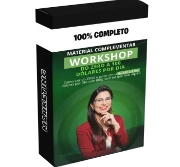 Imagem do workshop Do Zero a 100 Dólares com Blog, com Cris Franklin, ensinando como iniciar e monetizar um blog na internet.