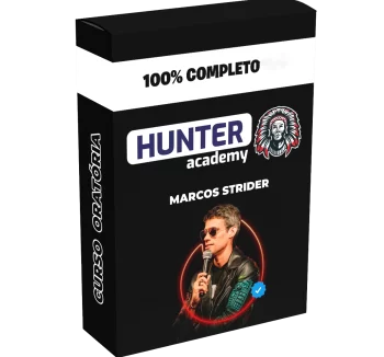 Imagem do curso Hunter Academy com Marcos Strider, voltado para alta performance, vendas e estratégias de crescimento pessoal e profissional.