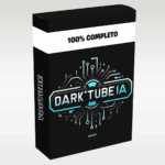 Imagem ilustrando o projeto Darktube IA de Mayk, com foco na criação de canais automatizados no YouTube usando inteligência artificial, geração de conteúdo anônimo e estratégias para monetização em larga escala.