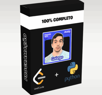 Imagem representando o curso de Estruturas de Dados e Algoritmos com foco em LeetCode, ministrado por Augusto Galego, voltado para preparação em lógica de programação, entrevistas técnicas e desafios de código.