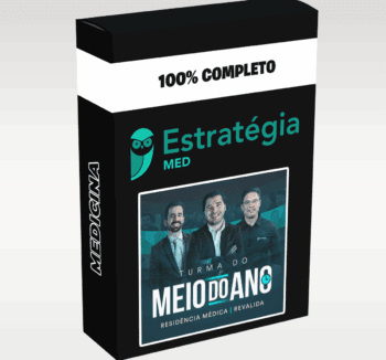 Imagem representando o curso Extensivo Estratégia MED 2025, voltado para preparação completa para o vestibular de medicina, com cronograma anual, foco em alta performance e materiais direcionados.