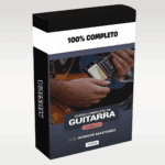 Imagem ilustrando o Curso de Guitarra da Music Clan com Robson Martinez, destacando aprendizado prático, teoria musical, técnicas de solo e acompanhamento para todos os níveis.