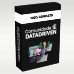 Comunidade Data Driven Karine Lago Letícia Smirelli — imagem de uma equipe de profissionais em uma reunião online com dashboards, gráficos e dados na tela, representando análise de dados e cultura data driven.