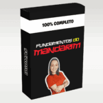 Imagem promocional do curso Fundamentos do Mandarim Dominando o Mandarim Karina Cunha, com símbolos orientais e elementos visuais que remetem ao aprendizado da língua chinesa.