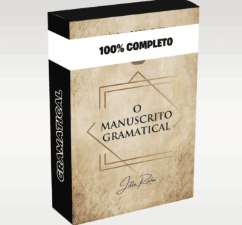 Imagem ilustrando o curso O Manuscrito Gramatical - Jotta Rocha [2025], com foco em gramática aplicada, domínio da norma culta da língua portuguesa e preparação para provas e redações.